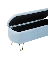 Modern Faux Fur Upholstered Storage Ottoman Bench with Metal Legs, Padded Seat for Entryway, Bedroom, or Hallway-The Pop Home