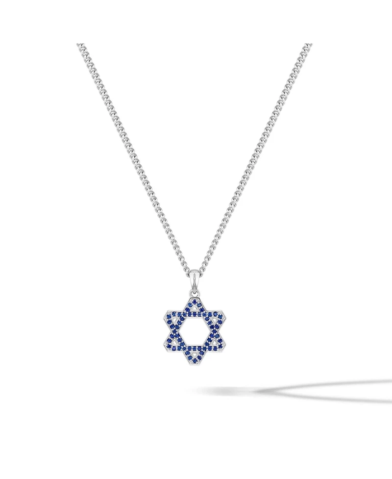 Vincero Men's Star of David Pendant with Blue Spinel Sterling Silver
