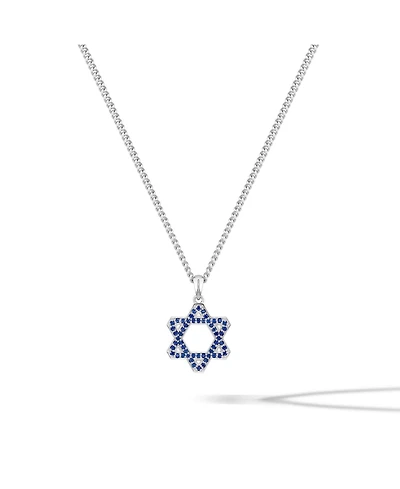 Vincero Men's Star of David Pendant with Blue Spinel Sterling Silver