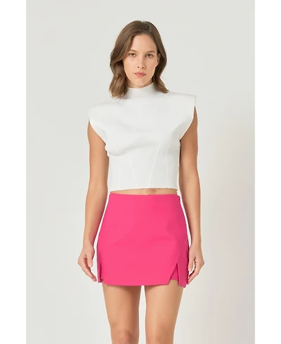 endless rose Women's Mock Neck Padded Knit Top