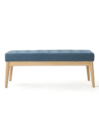 Mid Century Modern Upholstered Bench with Button Tufting and Birch Wood Legs for Dining Room, Hallway, or Office-The Pop Home