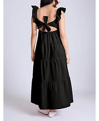 Motherhood Maternity Ruffle Sleeve Tie-Back Maxi Dress