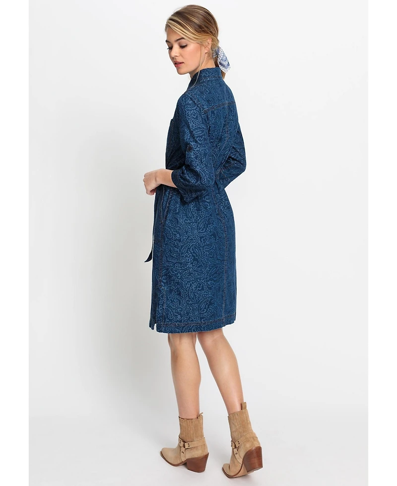 Olsen Women's Paisley Denim Shirt Dress