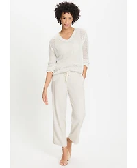 Olsen Women's Mona Fit Pull-On Linen Blend Pant