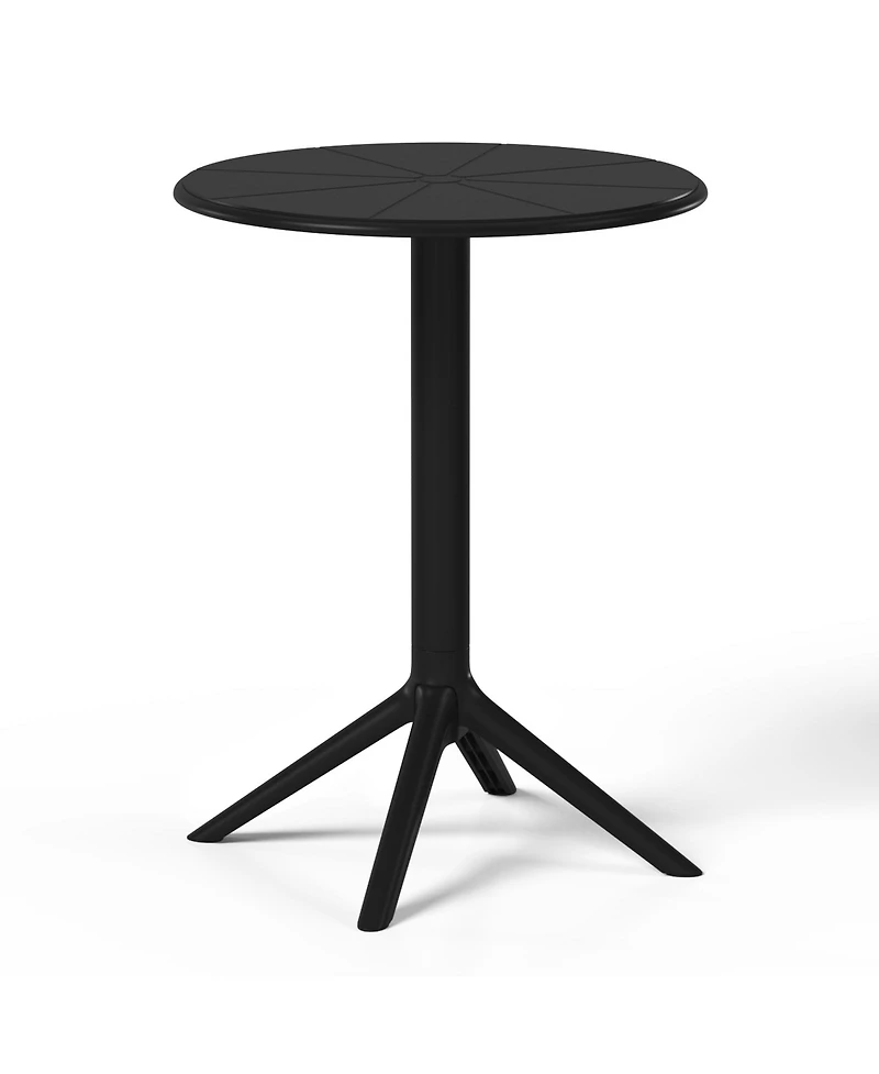 23.5" Outdoor Polypropylene Resin Round Patio Bistro Dining Table for 2