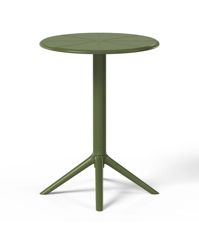 23.5" Outdoor Polypropylene Resin Round Patio Bistro Dining Table for 2