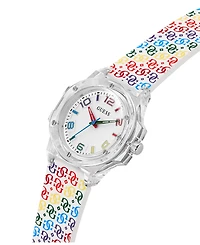Guess Women's Analog Clear Silicone Strap Watch, 34mm