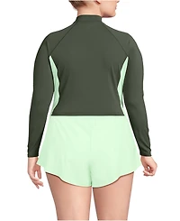 Lands' End Plus SunShade Upf 50 Long Sleeve Cropped Rash Guard