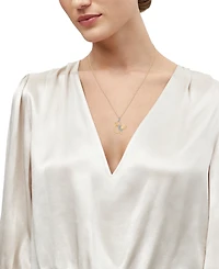 Diamond Hummingbird & Flower Pendant Necklace (1/10 ct. t.w.) in 14k Gold-Plated Sterling Silver, 16" + 2" extender