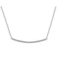 Bling Jewelry Minimalist Modern Cz Bar Sideways Pendant Necklace in Sterling Silver