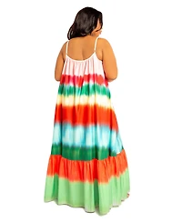 Buxom Couture Women's Ombre Stripe Voluminous Maxi Dress