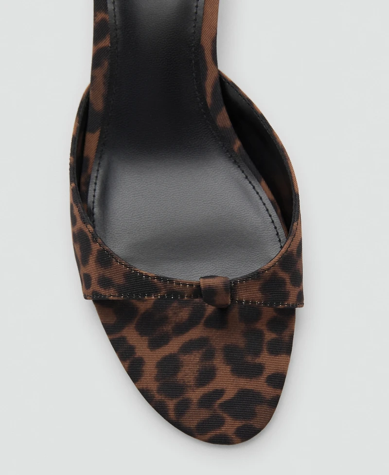 Mango Women's Leopard Print Kitten Heel Sandals