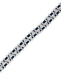 Bulova Men's Link Stainless Steel Blue Corded Bracelet