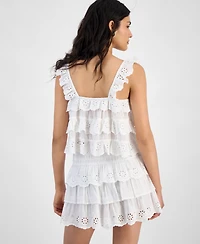 And Now This Women's Cotton Eyelet-Ruffled Tank Top