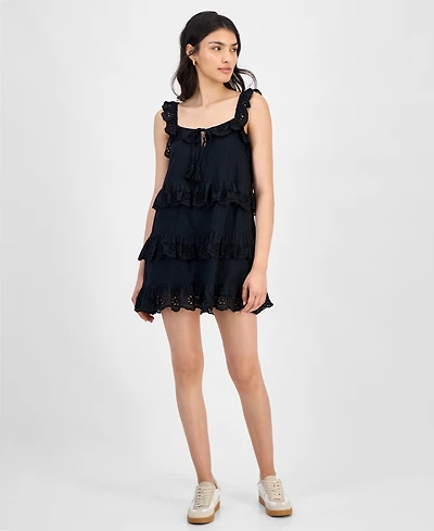 And Now This Women's Eyelet Cotton Tiered Mini Dress, Exclusively at Macy's