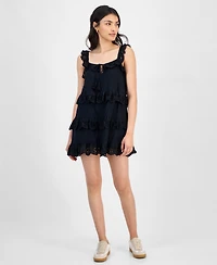 And Now This Women's Eyelet Cotton Tiered Mini Dress, Exclusively at Macy's