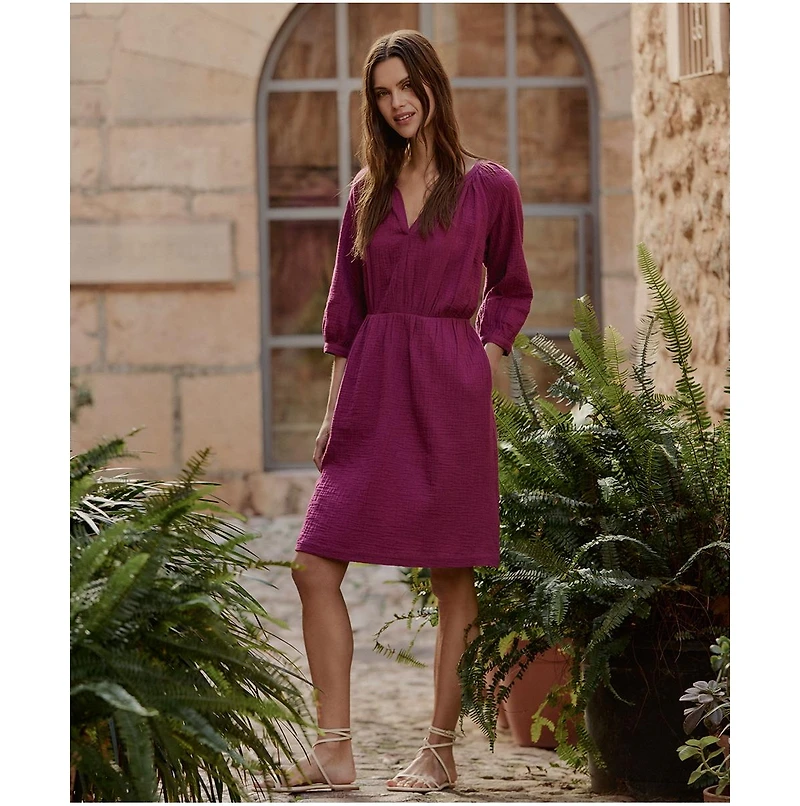 Pact Women's Organic Cotton Coastal Double Gauze Peasant Dress