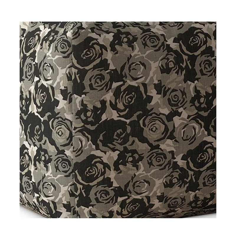 Canvas Pouf Ottoman with Floral Design – Decorative and Comfortable
