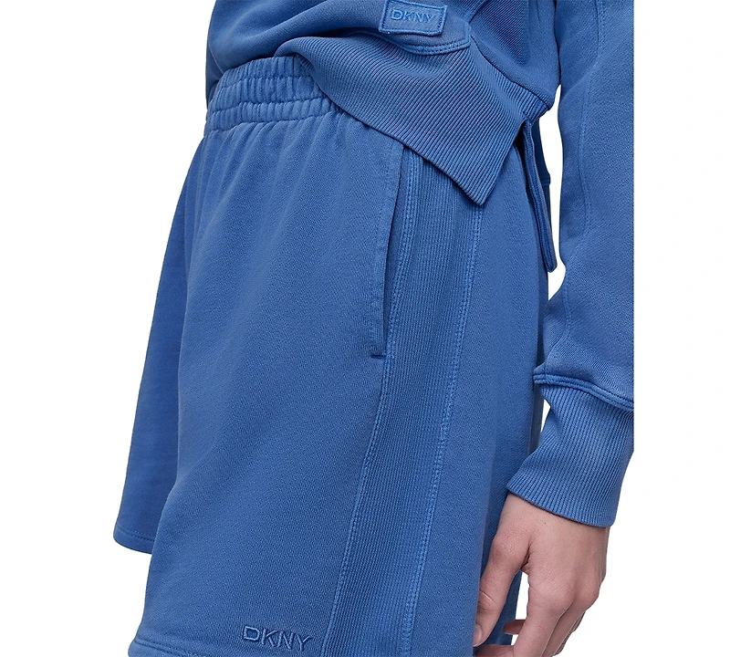 Dkny Sport Women's Embroidered Logo Smocked 4" Shorts