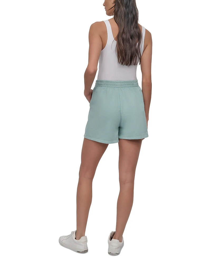 Dkny Sport Women's Embroidered Logo Smocked 4" Shorts