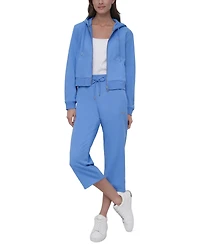 Dkny Sport Women's Cotton-Blend Stud-Logo Full Zip Hoodie