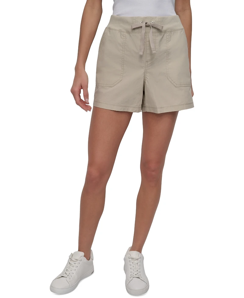 Dkny Sport Women's Cotton Twill Rib-Waistband Cargo Shorts