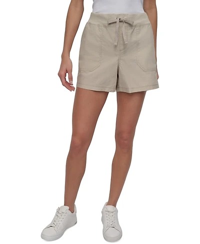 Dkny Sport Women's Cotton Twill Rib-Waistband Cargo Shorts