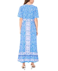 Msk Women's Printed Short-Sleeve Maxi Dress