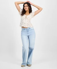 Celebrity Pink Juniors' Elastic-Back Wide-Leg Jeans