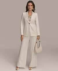 Donna Karan New York Women's Linen-Blend Jacquard Wide-Leg Pants, Regular & Petite