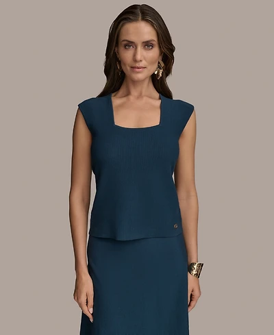 Donna Karan New York Women's Cap-Sleeve Sweater Knit Top
