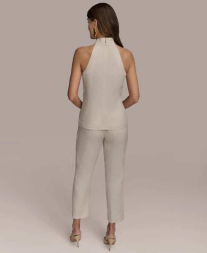 Donna Karan New York Linen Blend Halter Vest Slim Leg Ankle Pants