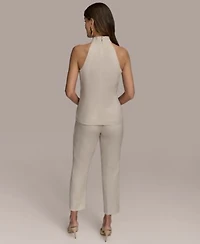 Donna Karan New York Linen Blend Halter Vest Slim Leg Ankle Pants