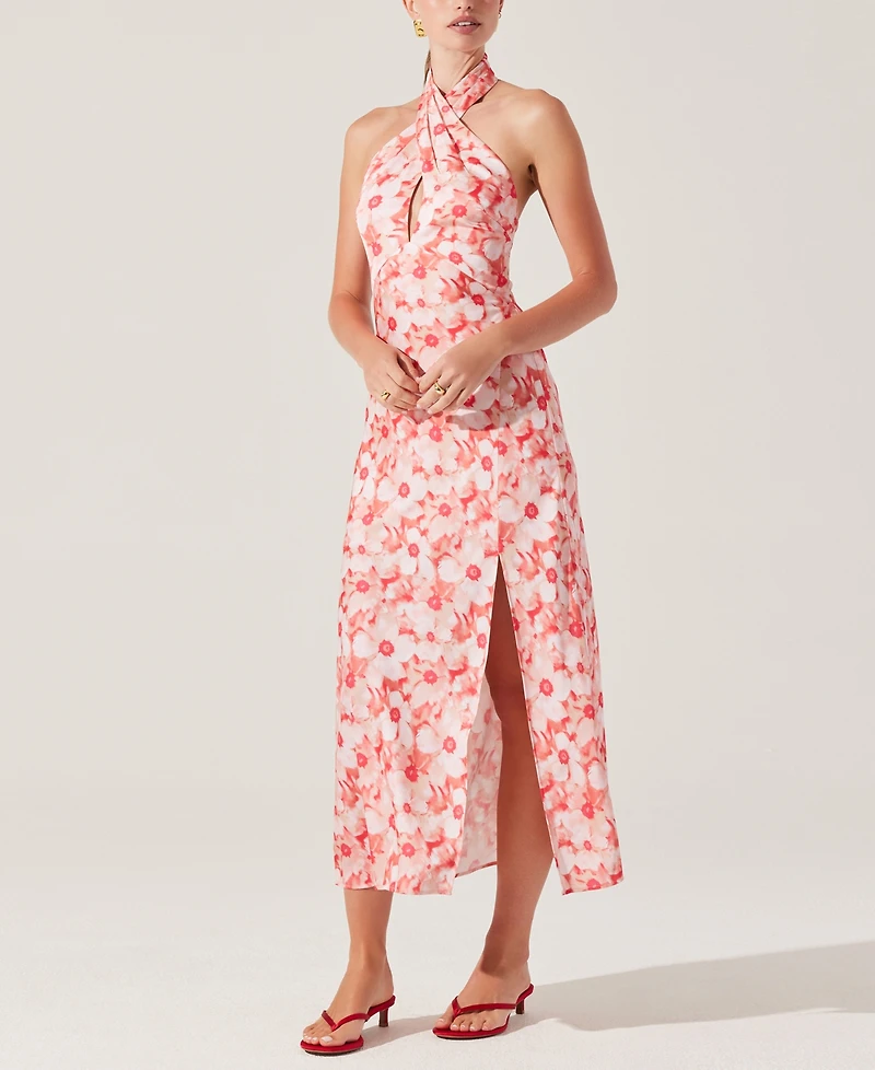 Astr the Label Women's Marissa Floral Print Halter Midi Dress