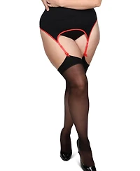 MeMoi Plus Back Seam/Cuban Heel Curvy Thigh High Stocking Mm-2612