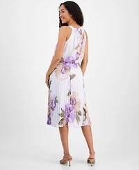 Robbie Bee Women's Floral Chiffon Halter Midi Dress