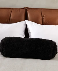 Cheer Collection Shaggy Bolster Decorative Pillow Set, 8" x 24"