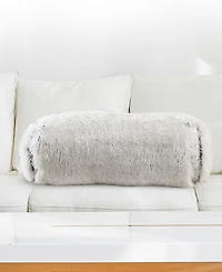 Cheer Collection Shaggy Bolster Decorative Pillow Set, 8" x 24"
