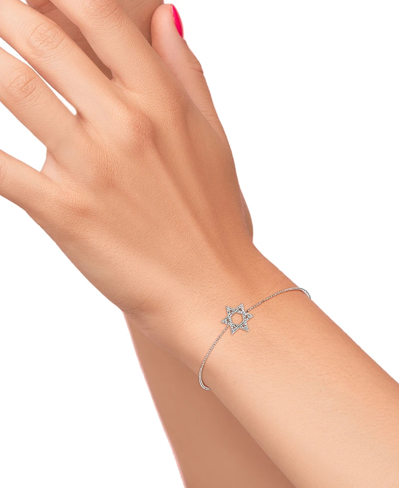 Lali Jewels Diamond Pave Star of David Chain Link Bracelet (1/6 ct. t.w.) in 14k White Gold