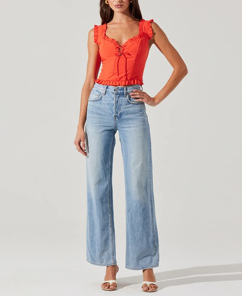 Astr the Label Women's Raelyn Ruffled Sweetheart Top
