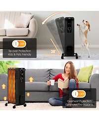 Gymax 1500W Oil Filled Radiator Space Heater w/ 3 Heating Modes White
