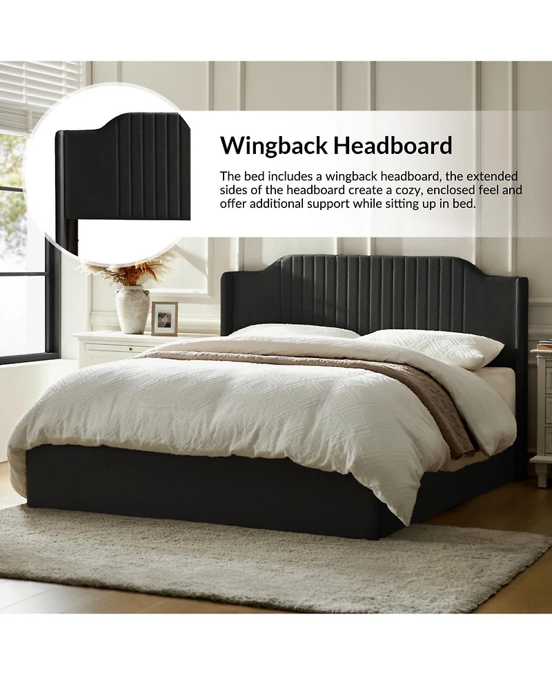 Stuart Hydraulic Lift Up Storage Upholstered Platform Bed