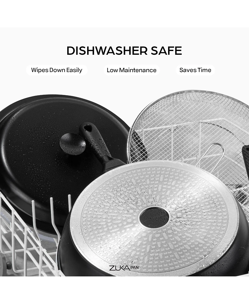 Zuka Everyday Pan 1.25 Qt. Ceramic 10 1 Nonstick Multi-Functional Saute with Lid, Nylon Spoon