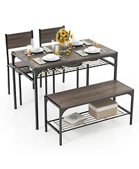 Industrial Style Rectangular Kitchen Table with Bench and Chairs
