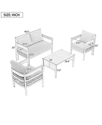 Mondawe Multi-person Outdoor Iron Sofa Set with A table, Rattan Decoration, Waterproof, Rust-proof