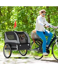 Foldable Dog Bike Trailer with 3 Entrances – Durable Pet Cart for Traveling and Cycling