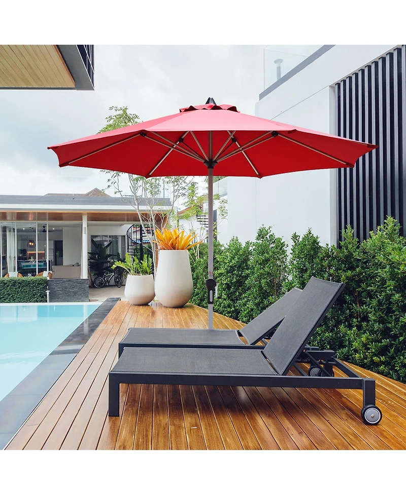 Gymax 9Ft Patio Outdoor Umbrella Market Table Umbrella w/ Crank 8 Ribs
