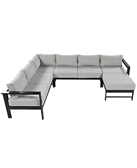 Mondawe U-shaped multi-person outdoor sofa set, suitable for gardens, backyards, and balconies