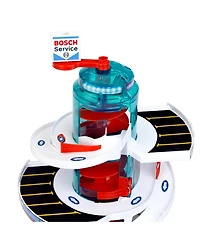 Theo Klein Bosch Car Service Helix Shaped Multi Story Parking Garage Pretend Playset Toy with 2 Toy Cars for Kids Aged 3 and Up