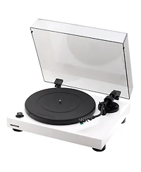 Fluance RT81 Elite High Fidelity Vinyl Turntable (White) with Ai81 Powered 2-Way Floorstanding Speakers (Bamboo), Diamond Stylus, Belt Drive, Built-in
